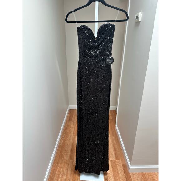 NEW NWT Nookie Revolve Lumiere Sequin Gown Black size Small - Picture 4 of 9